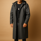 Lange Regenjacke für Herren – Wasserdichte Jacke mit Kapuze