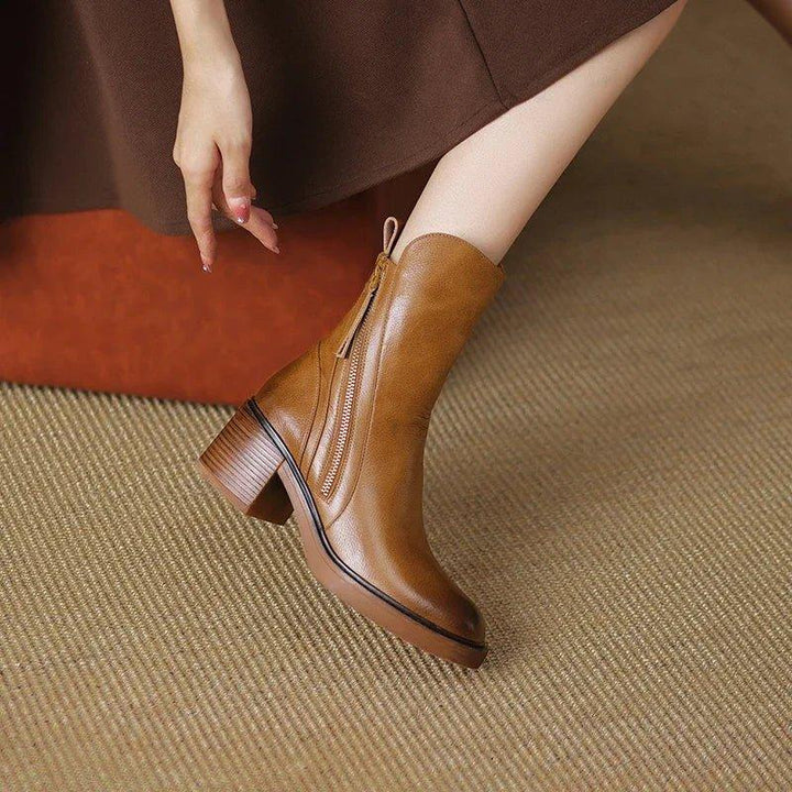 Elegante Damenstiefel mit mittelhohem Blockabsatz