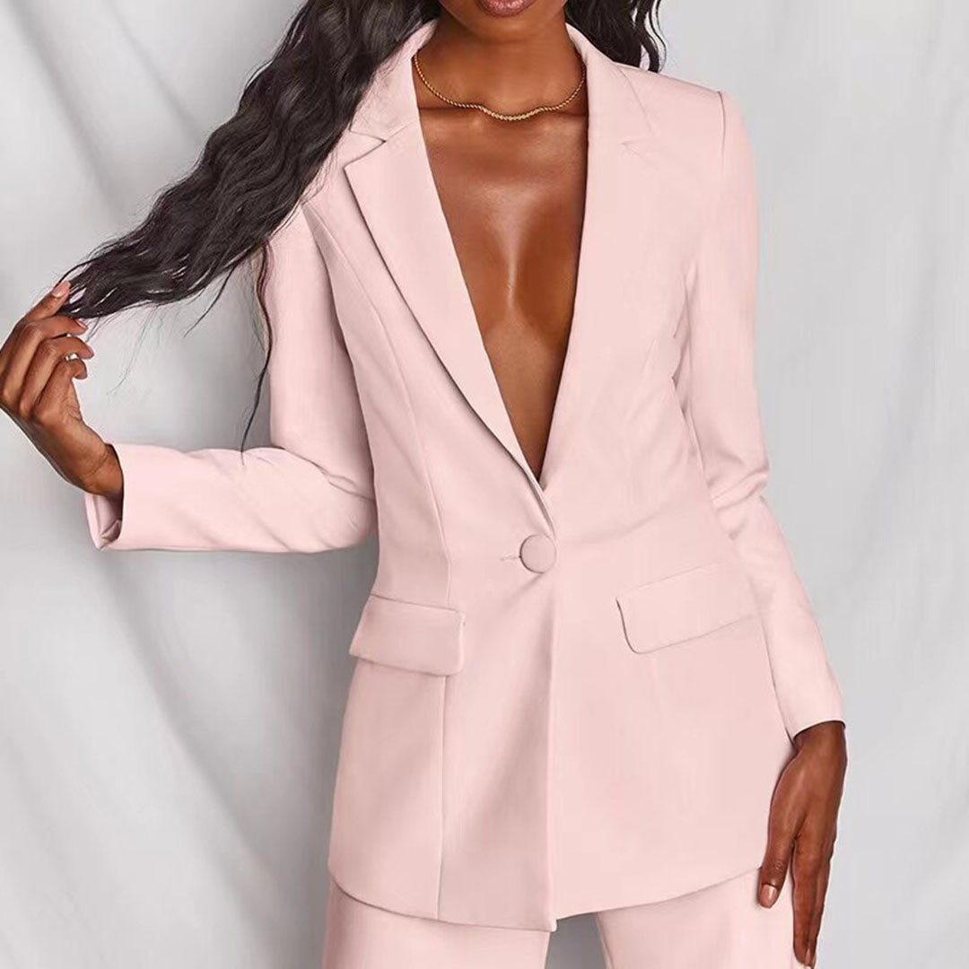Damen Blazer- und Hosen-Set mit taillierter Passform und vielseitigem Stil