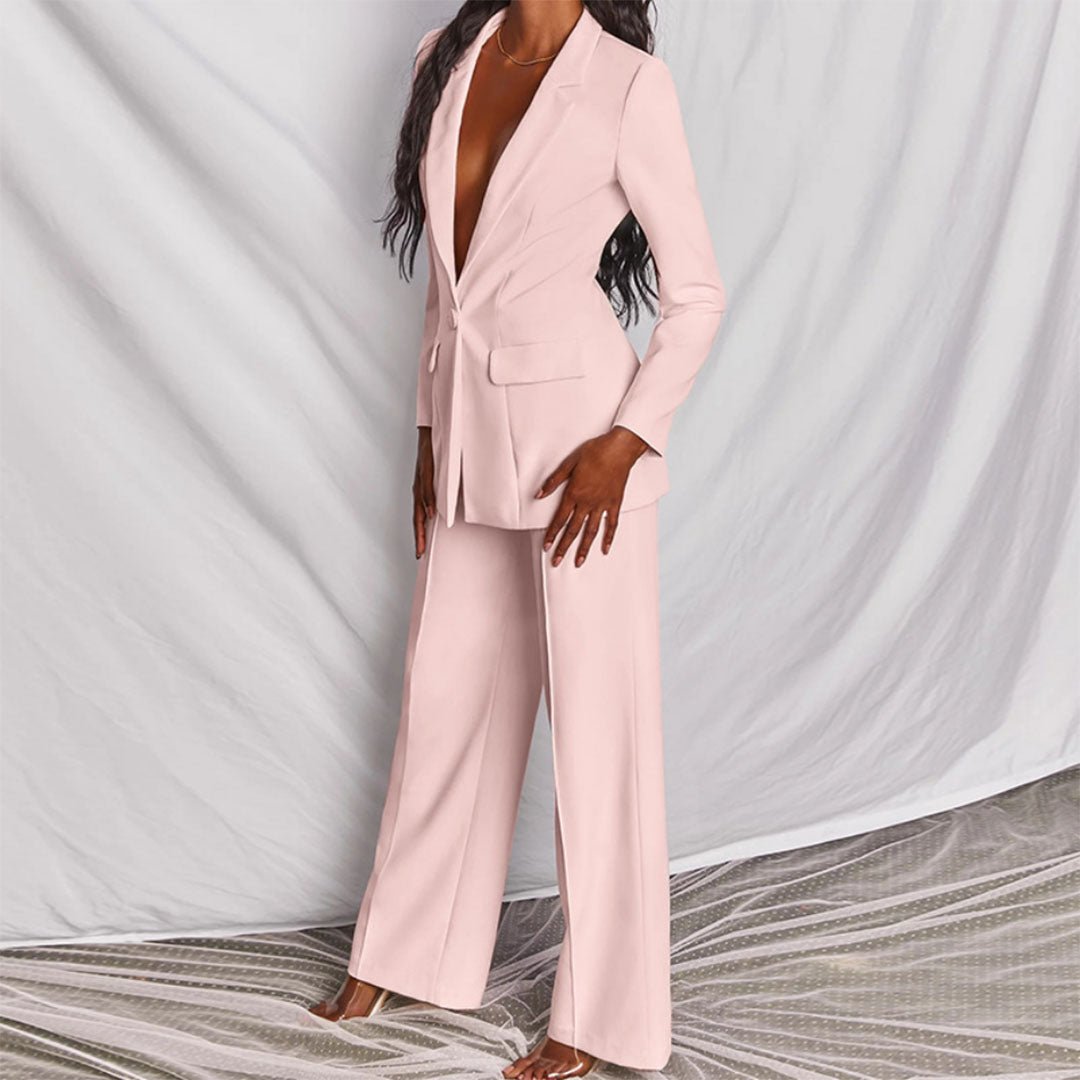 Damen Blazer- und Hosen-Set mit taillierter Passform und vielseitigem Stil