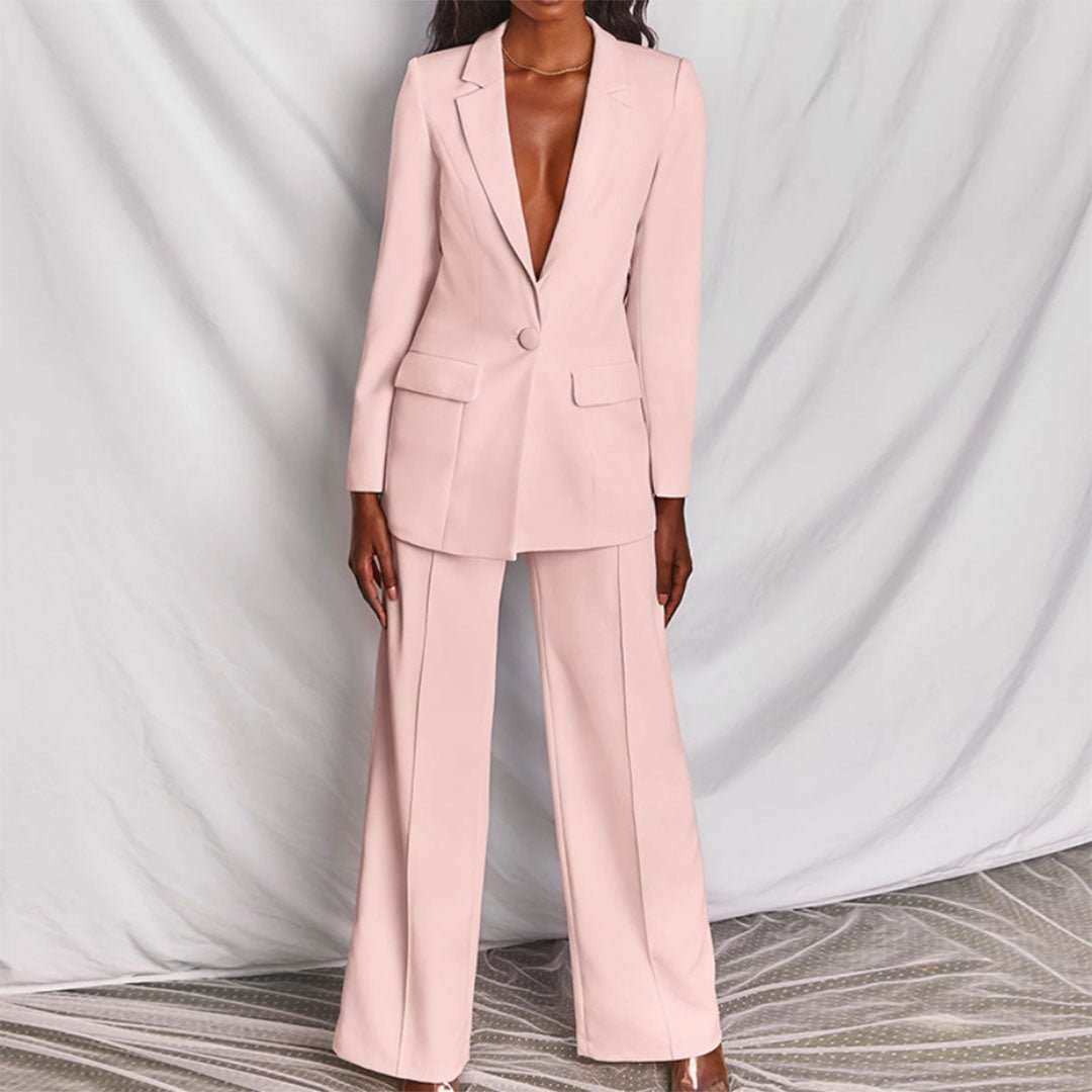 Damen Blazer- und Hosen-Set mit taillierter Passform und vielseitigem Stil