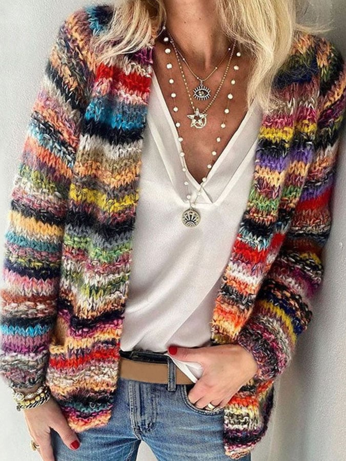 Lola | Gestrickter Bunter Cardigan für Frauen