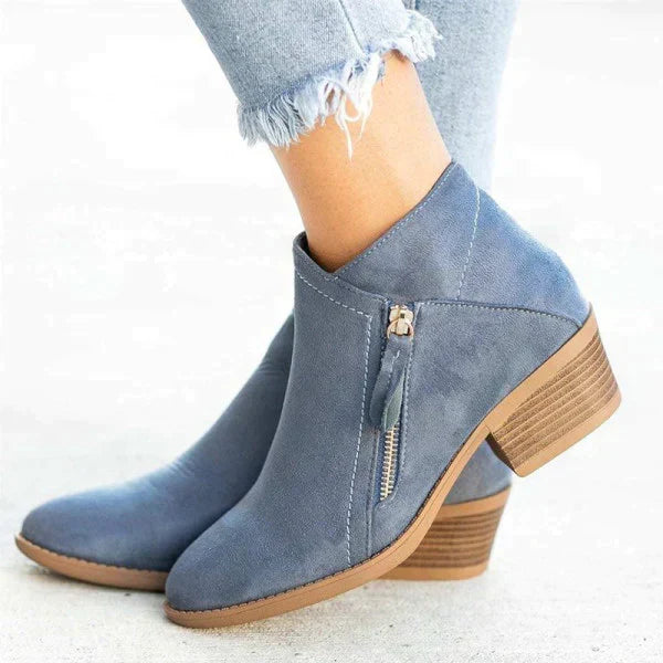 Damen Orthopädische Lederstiefel – Bequeme Stiefeletten für den täglichen Gebrauch, Schwarzes Leder
