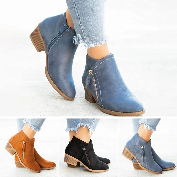 Damen Orthopädische Lederstiefel – Bequeme Stiefeletten für den täglichen Gebrauch, Schwarzes Leder