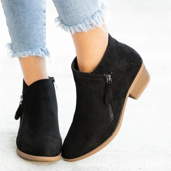 Damen Orthopädische Lederstiefel – Bequeme Stiefeletten für den täglichen Gebrauch, Schwarzes Leder