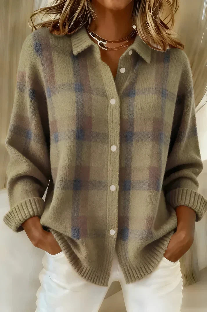 Kamelie | Eleganter &amp; Gemütlicher Karierter Cardigan