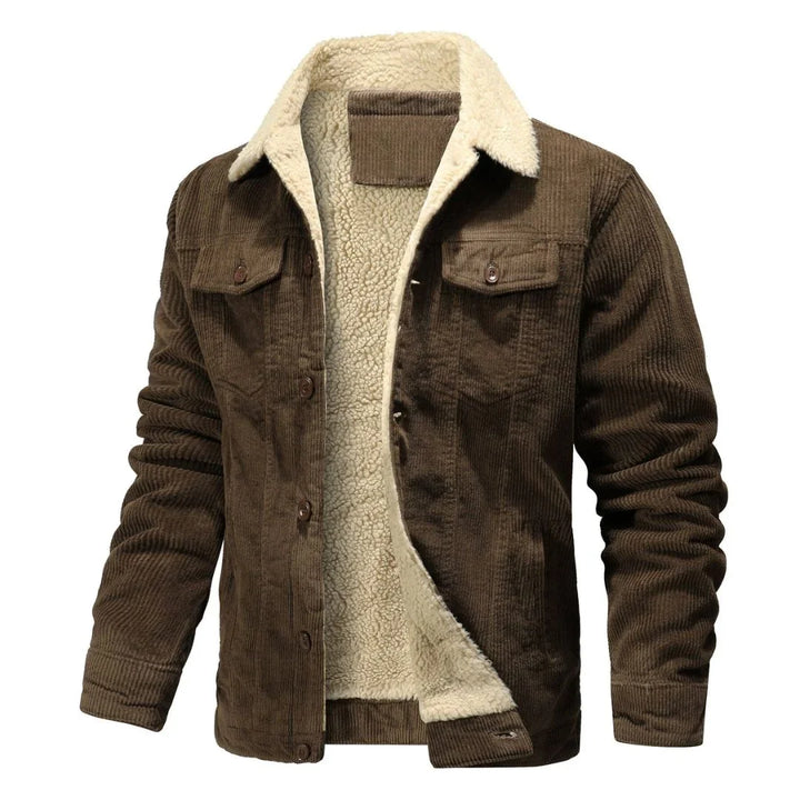 Veste en velours côtelé pour homme | doublure sherpa, patte de boutonnage et manches longues