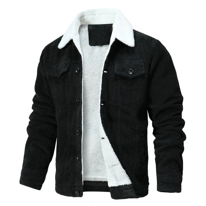 Veste en velours côtelé pour homme | doublure sherpa, patte de boutonnage et manches longues
