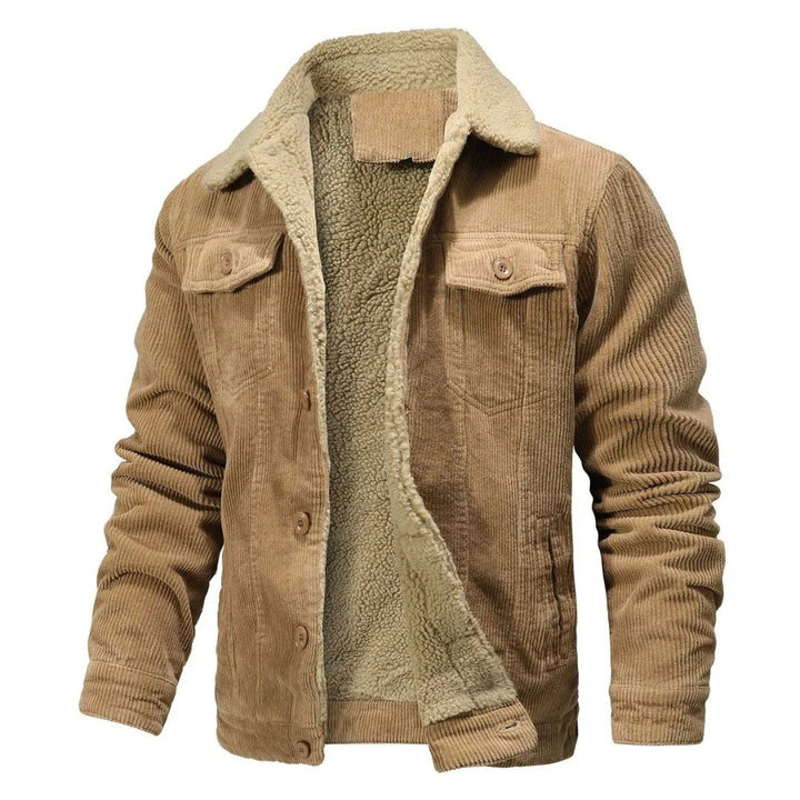 Veste en velours côtelé pour homme | doublure sherpa, patte de boutonnage et manches longues