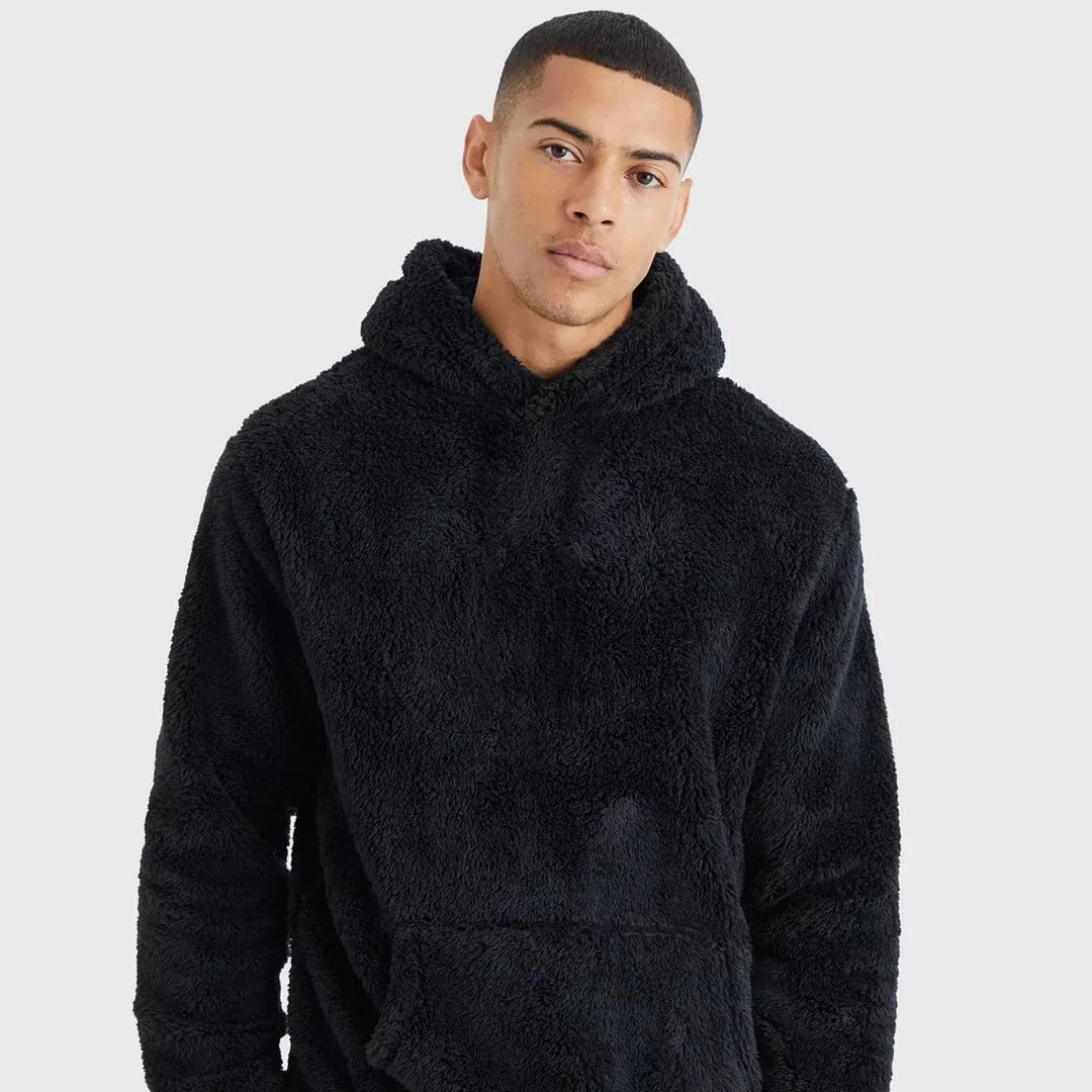 Sweat à capuche homme | Poche kangourou en peluche effet teddy