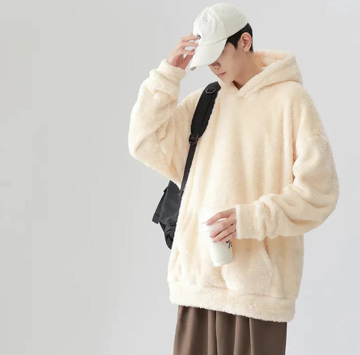 Sweat à capuche homme | Poche kangourou en peluche effet teddy