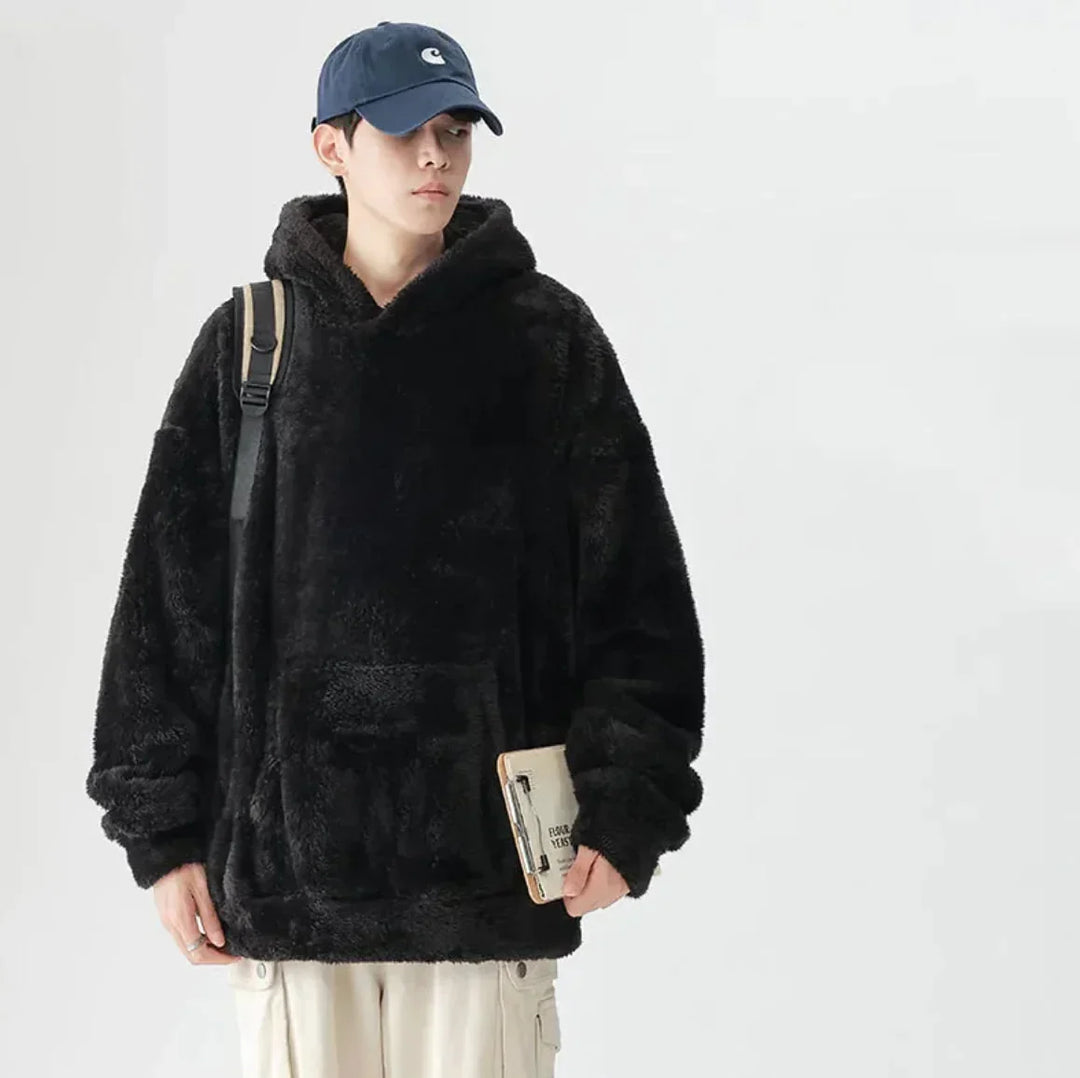 Sweat à capuche homme | Poche kangourou en peluche effet teddy