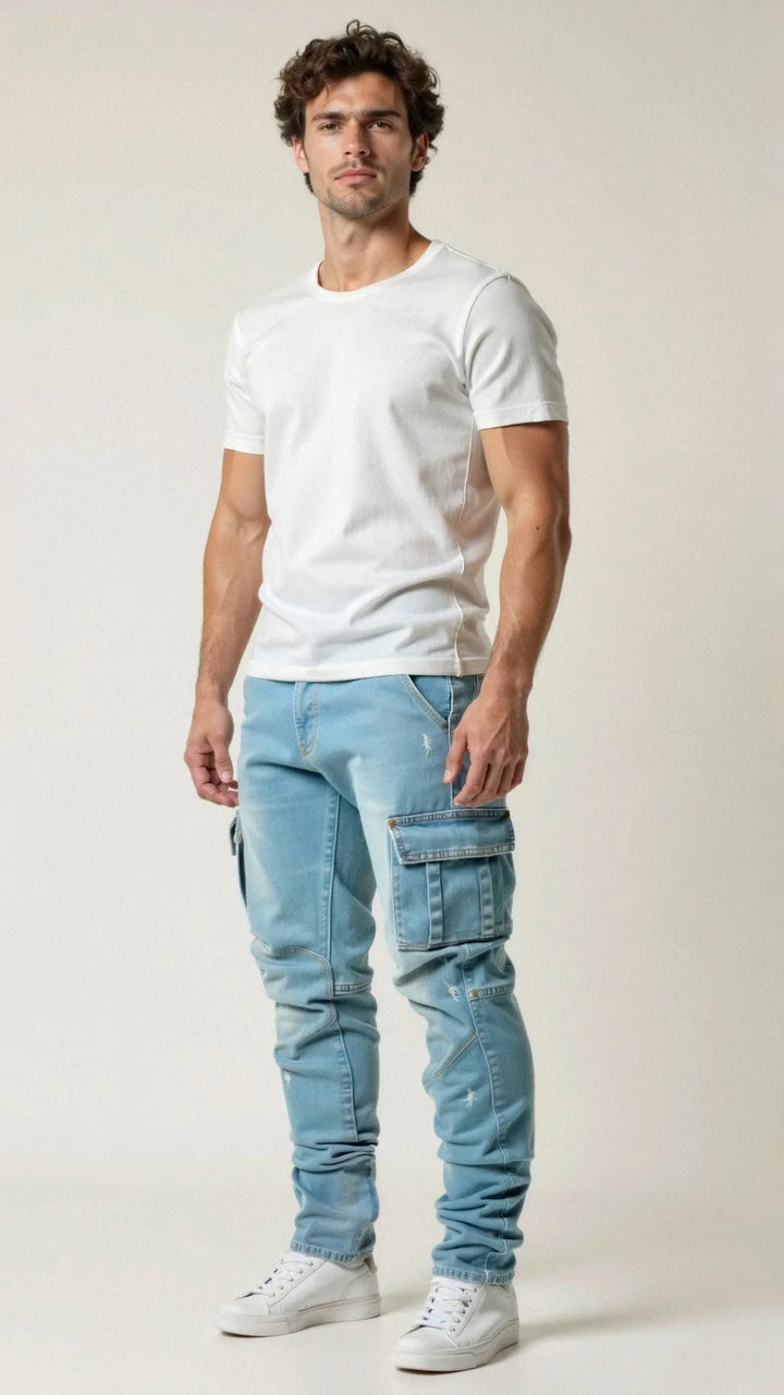 Jeans homme | Cargo stretch coupe ajustée