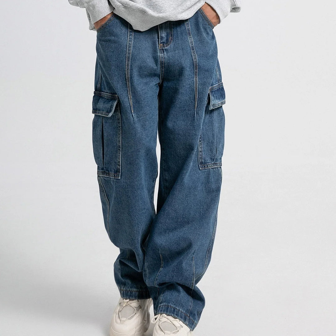 Jeans pour homme | Coupe décontractée avec poches multiples et jambe droite