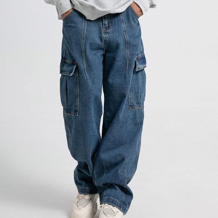 Jeans pour homme | Coupe décontractée avec poches multiples et jambe droite