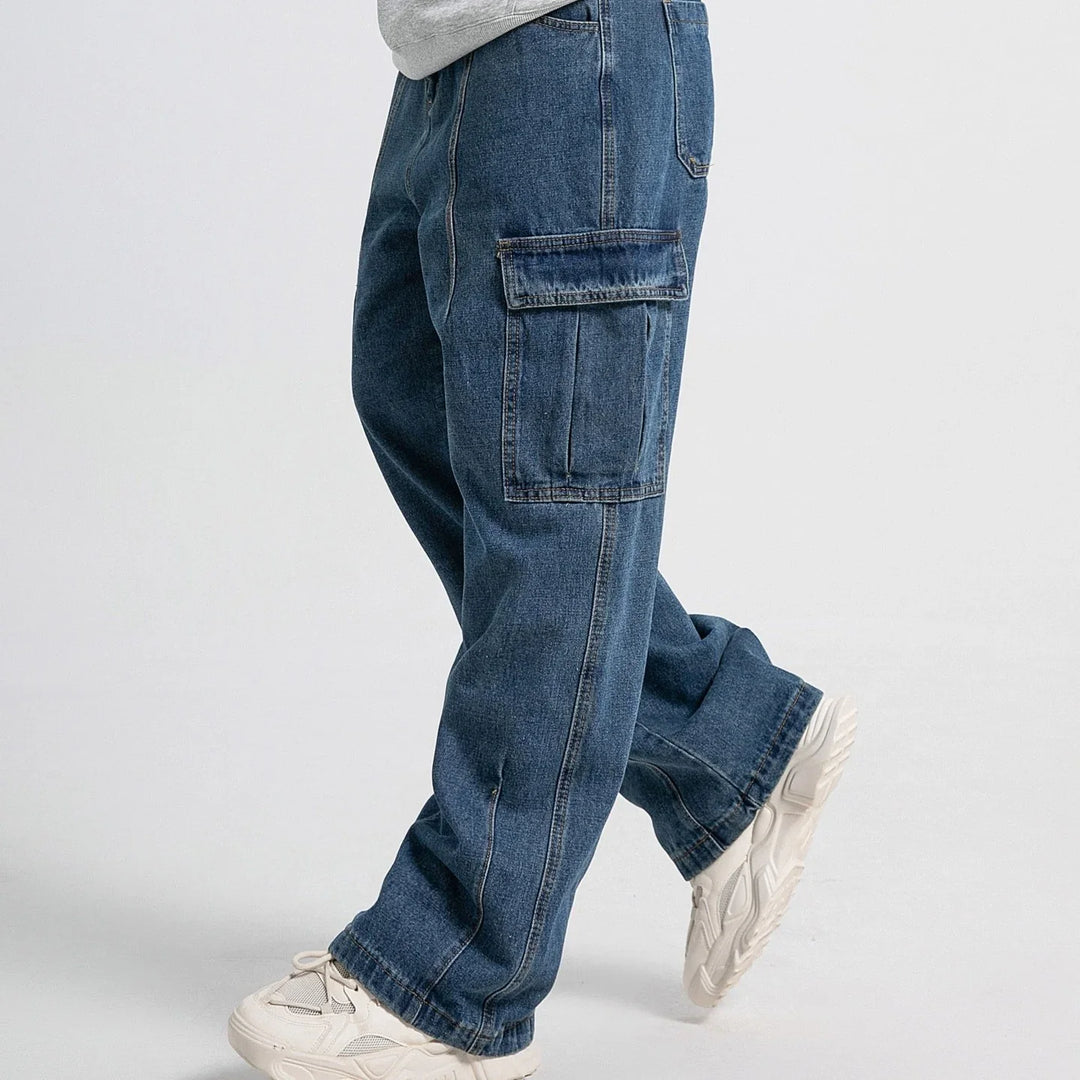Jeans pour homme | Coupe décontractée avec poches multiples et jambe droite