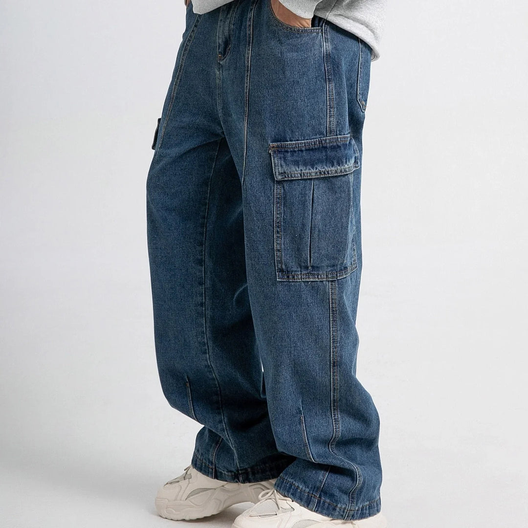 Jeans pour homme | Coupe décontractée avec poches multiples et jambe droite