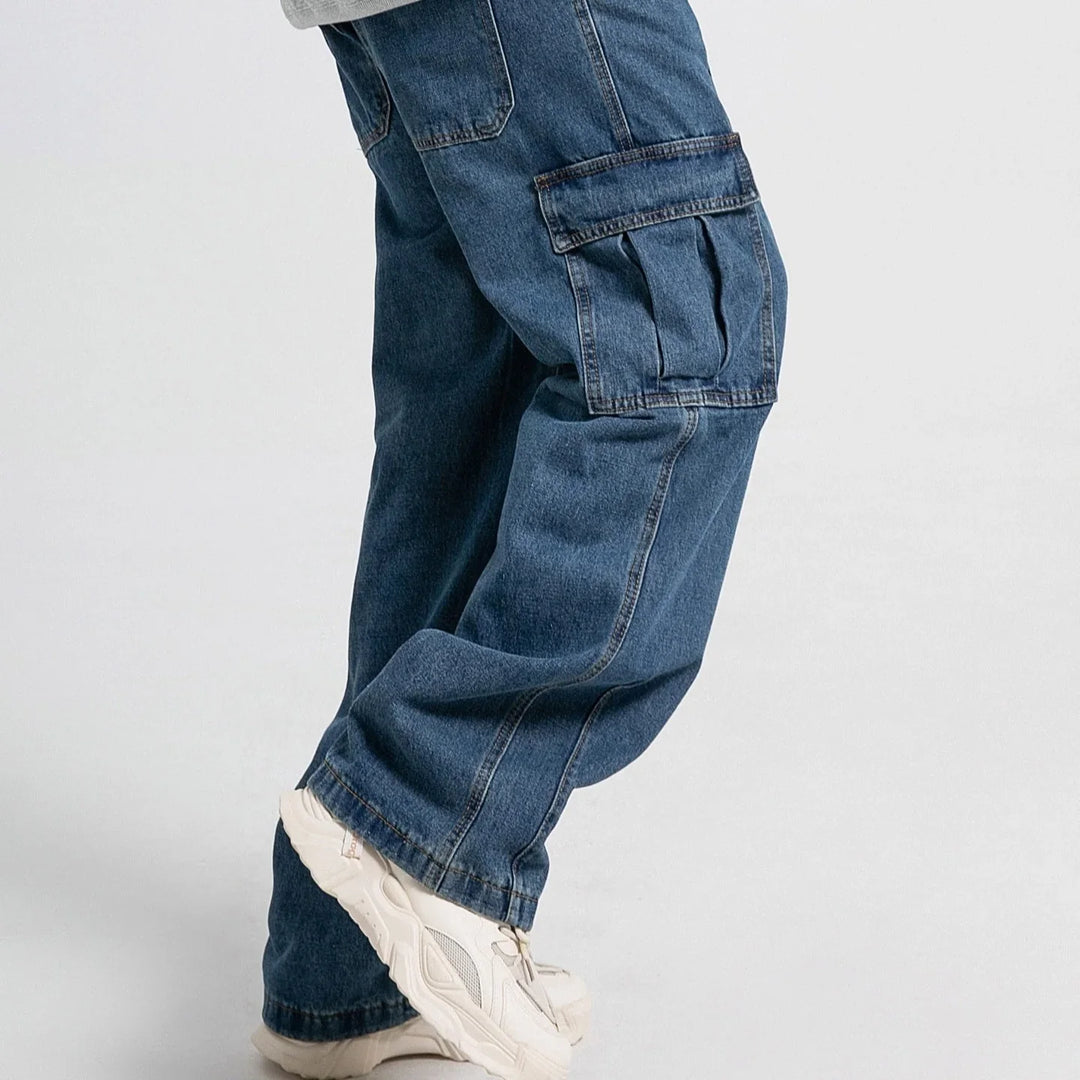 Jeans pour homme | Coupe décontractée avec poches multiples et jambe droite