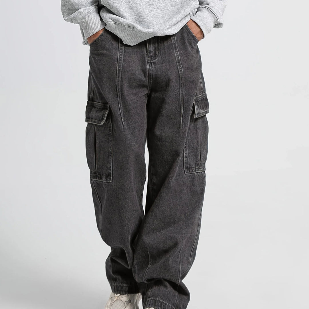 Jeans pour homme | Coupe décontractée avec poches multiples et jambe droite