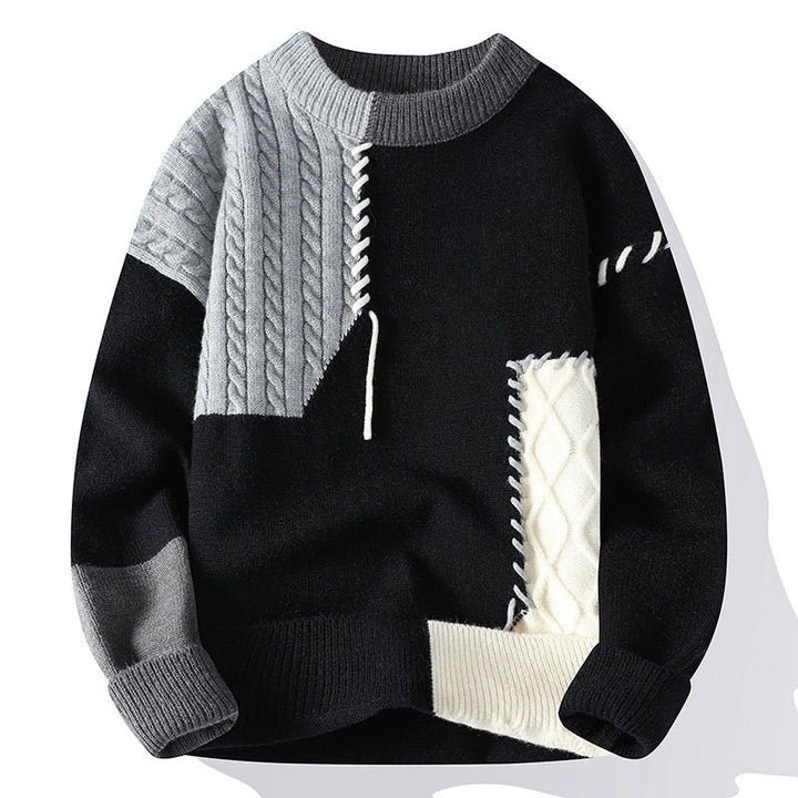 Herrenpullover | Patchwork Strick Longsleeve