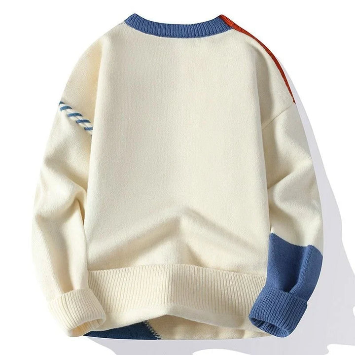 Herrenpullover | Patchwork Strick Longsleeve