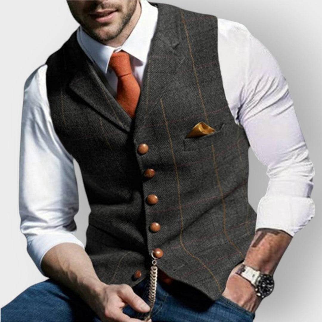 Emrys | Herren Übergrößen gesteppte Weste mit Knopfleiste zum Layering