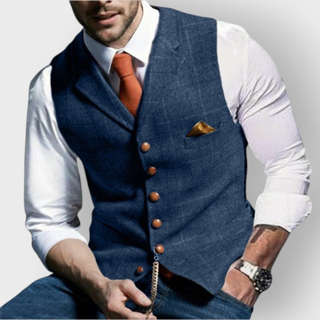 Emrys | Herren Übergrößen gesteppte Weste mit Knopfleiste zum Layering