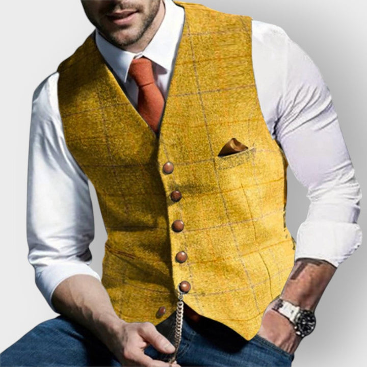 Emrys | Herren Übergrößen gesteppte Weste mit Knopfleiste zum Layering