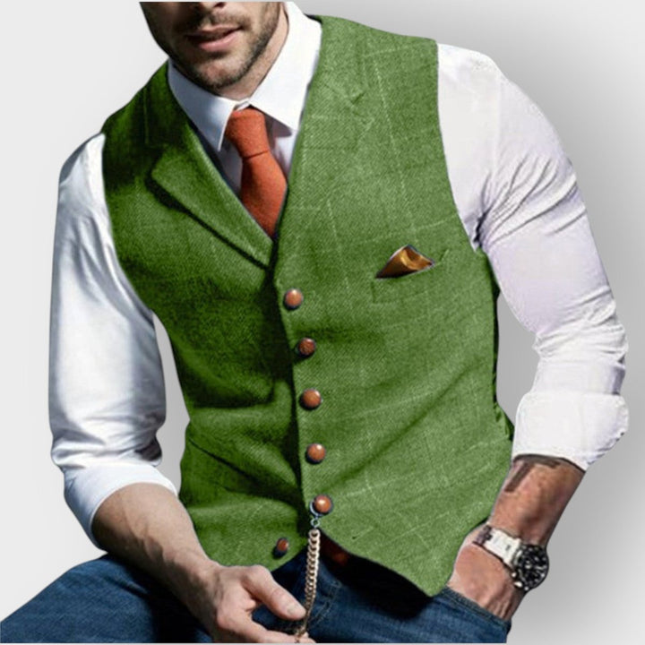 Emrys | Herren Übergrößen gesteppte Weste mit Knopfleiste zum Layering