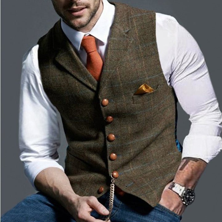 Emrys | Herren Übergrößen gesteppte Weste mit Knopfleiste zum Layering