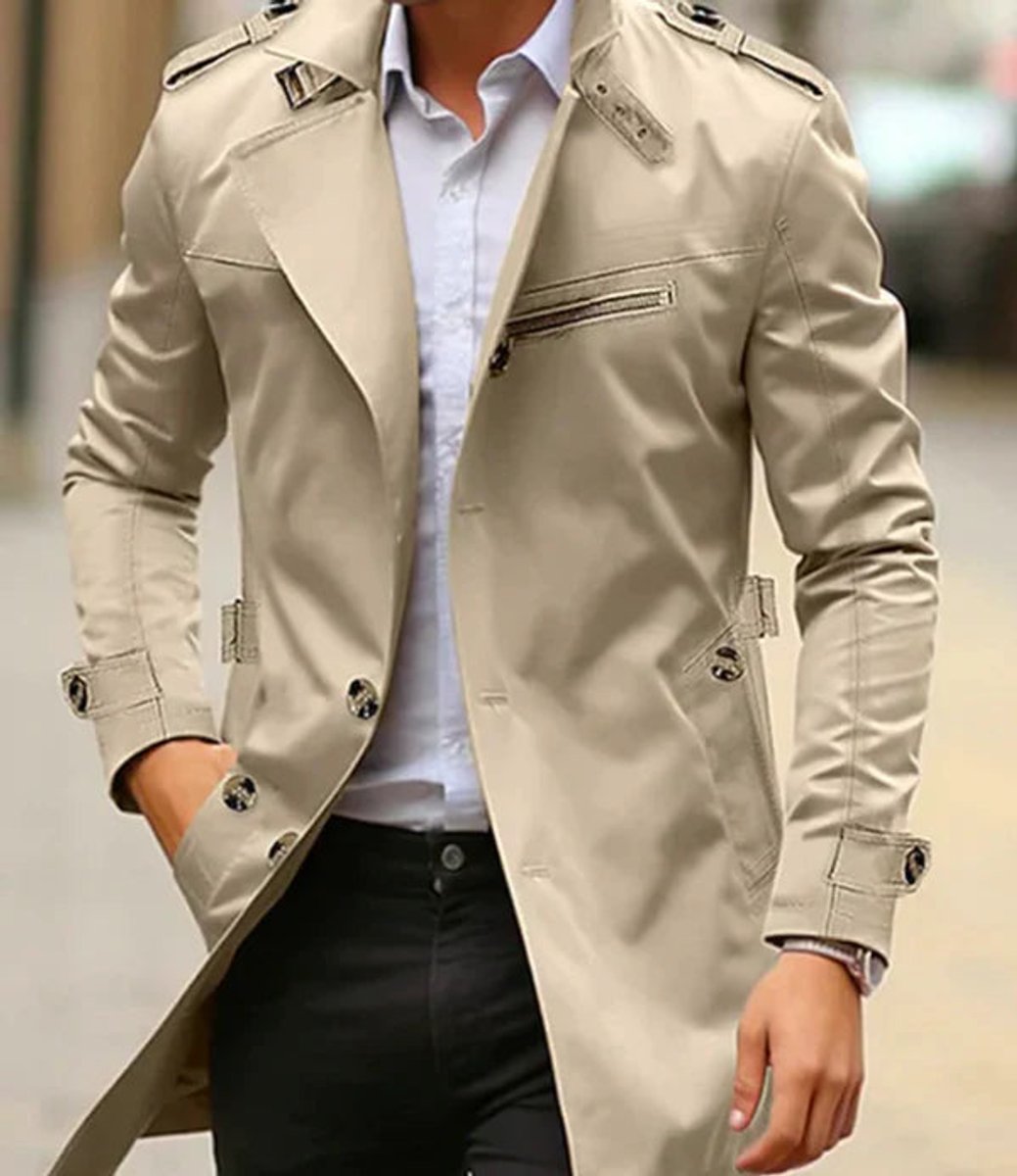 Ellery | Herren Doppeltknopf-Zip-Front Trenchcoat für kaltes Wetter