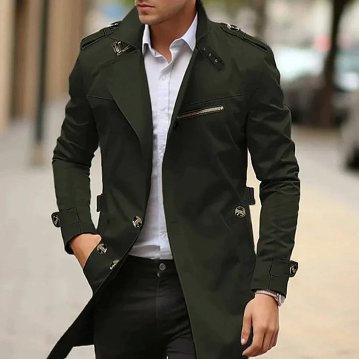 Ellery | Herren Doppeltknopf-Zip-Front Trenchcoat für kaltes Wetter