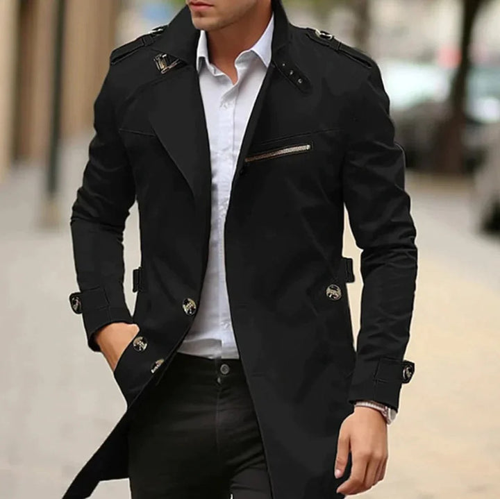 Ellery | Herren Doppeltknopf-Zip-Front Trenchcoat für kaltes Wetter
