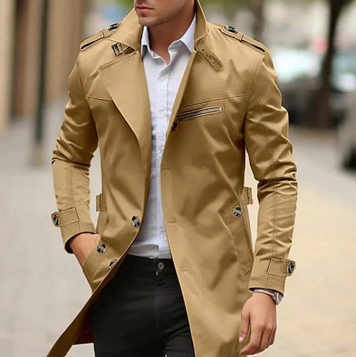 Ellery | Herren Doppeltknopf-Zip-Front Trenchcoat für kaltes Wetter
