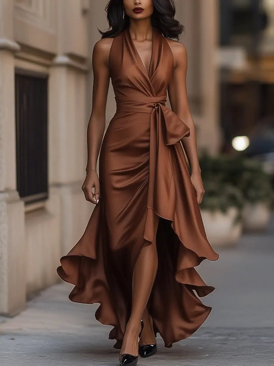 Miss | Abendkleid Damen Halterneck High-Low - Polyester