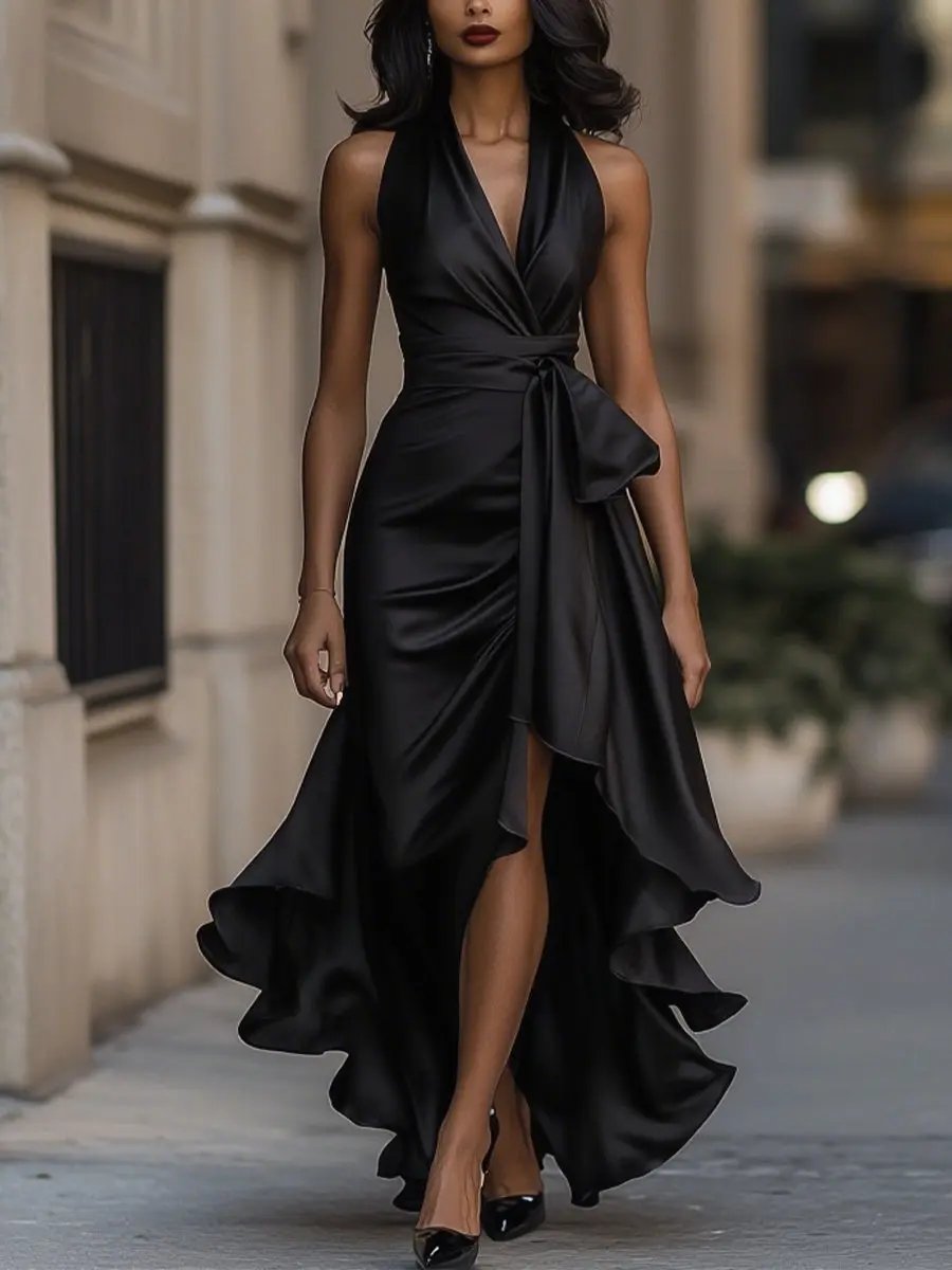 Miss | Abendkleid Damen Halterneck High-Low - Polyester