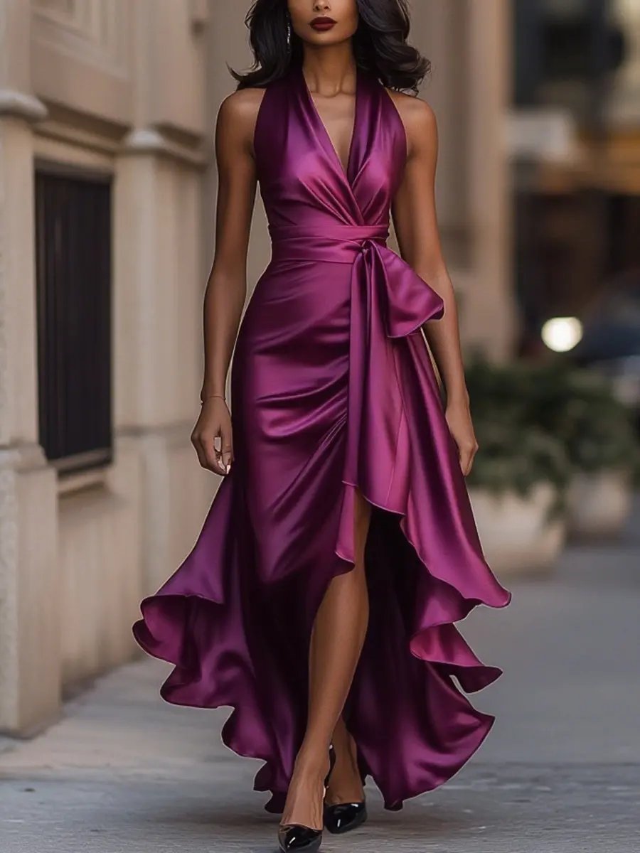 Miss | Abendkleid Damen Halterneck High-Low - Polyester