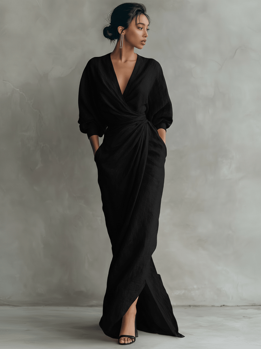 Miss | Damen Maxi Kleid - Leinenmix