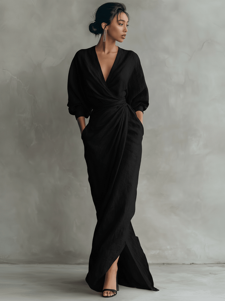 Miss | Damen Maxi Kleid - Leinenmix