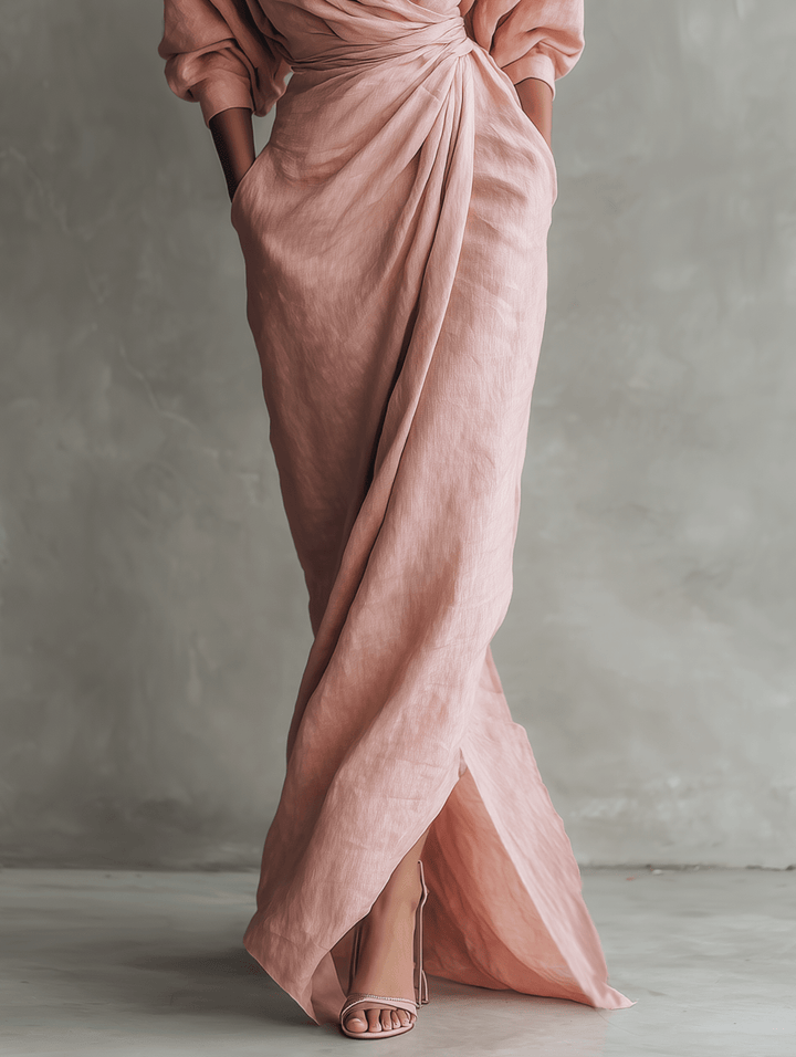 Miss | Damen Maxi Kleid - Leinenmix