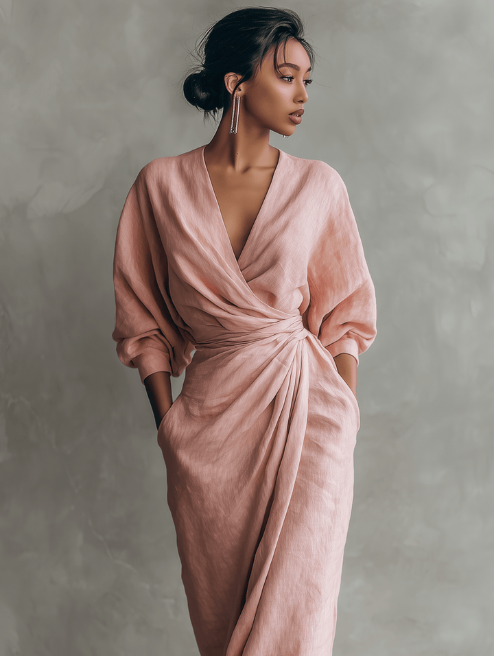 Miss | Damen Maxi Kleid - Leinenmix