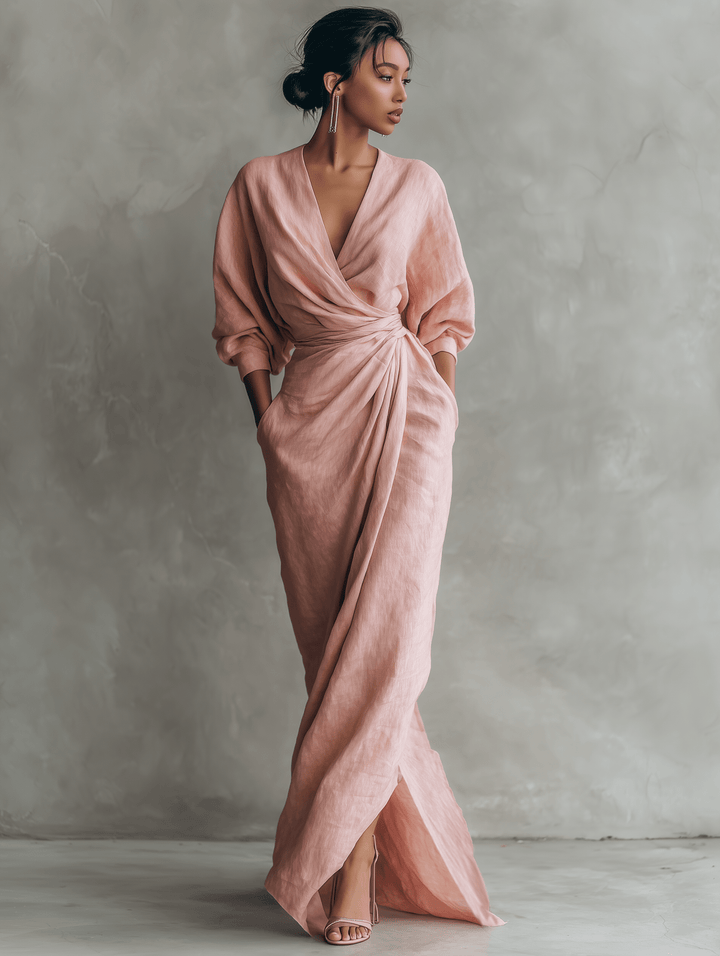 Miss | Damen Maxi Kleid - Leinenmix