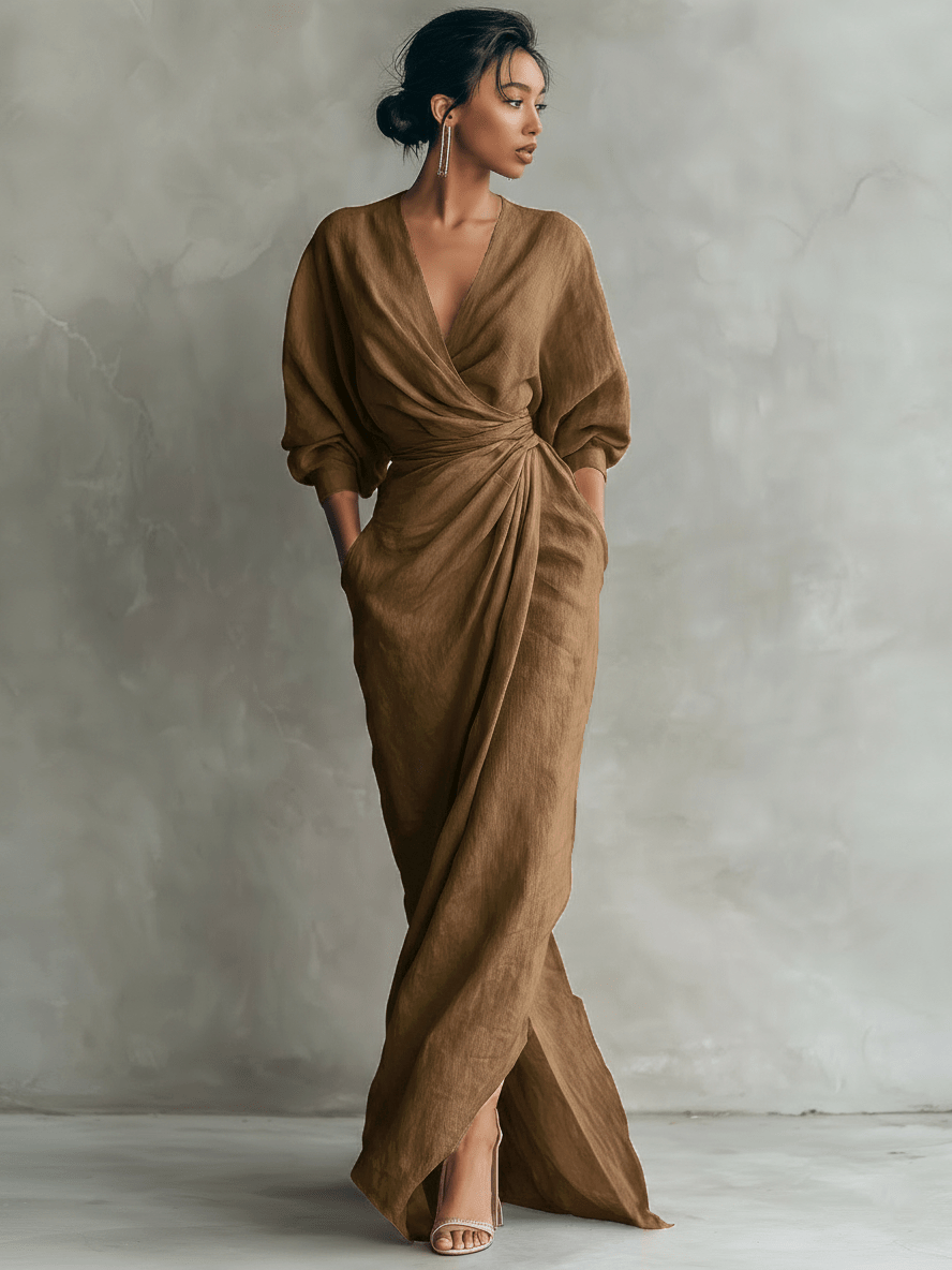 Miss | Damen Maxi Kleid - Leinenmix