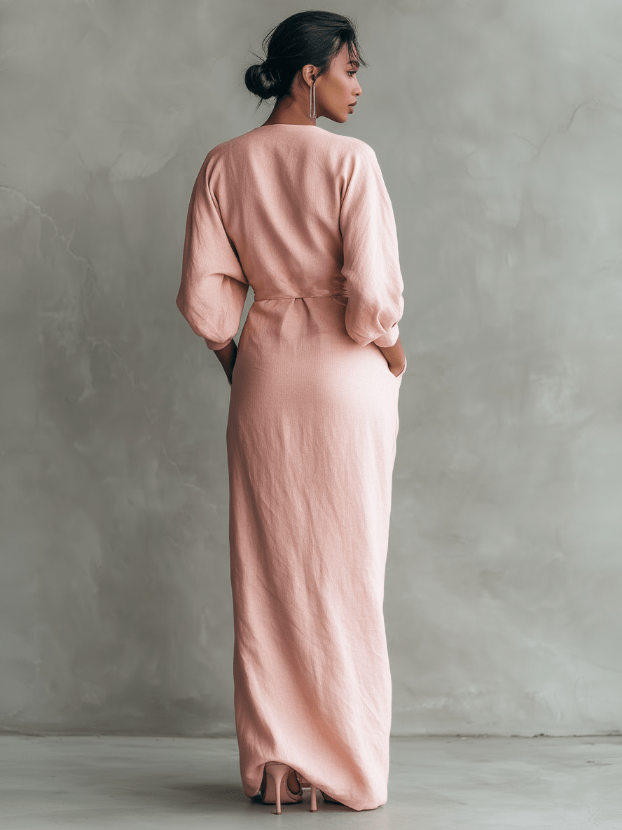 Miss | Damen Maxi Kleid - Leinenmix
