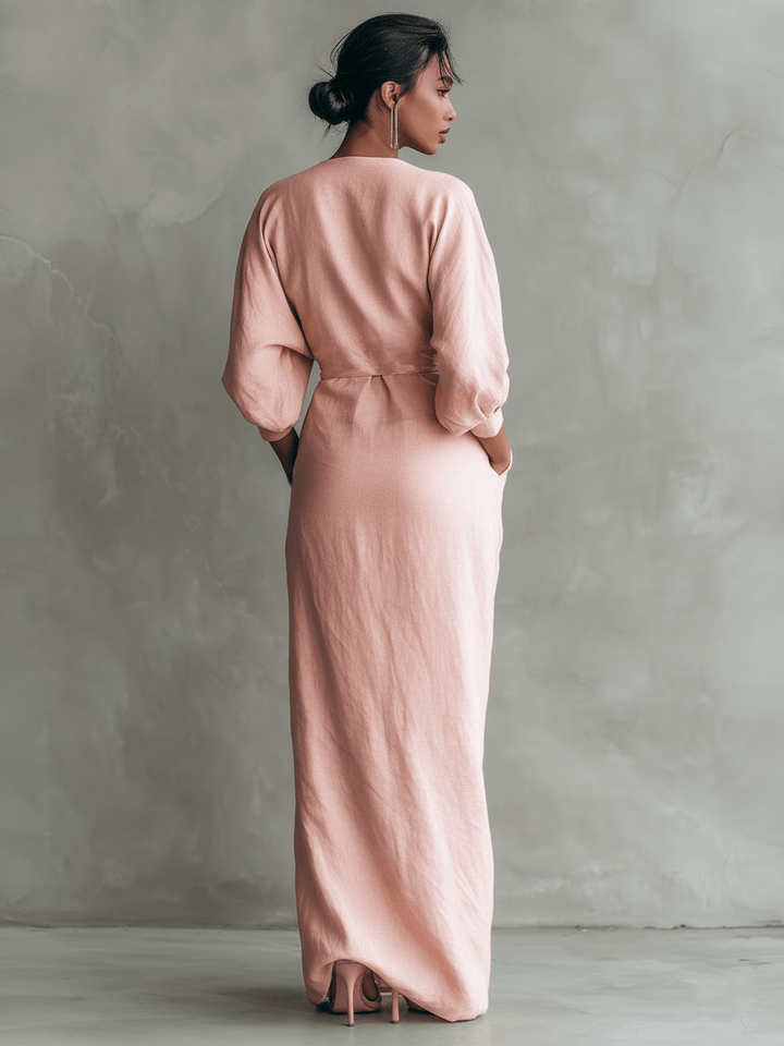 Miss | Damen Maxi Kleid - Leinenmix
