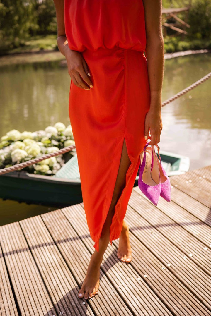 Miss | Midi Kleid Damen Elegant - Polyester