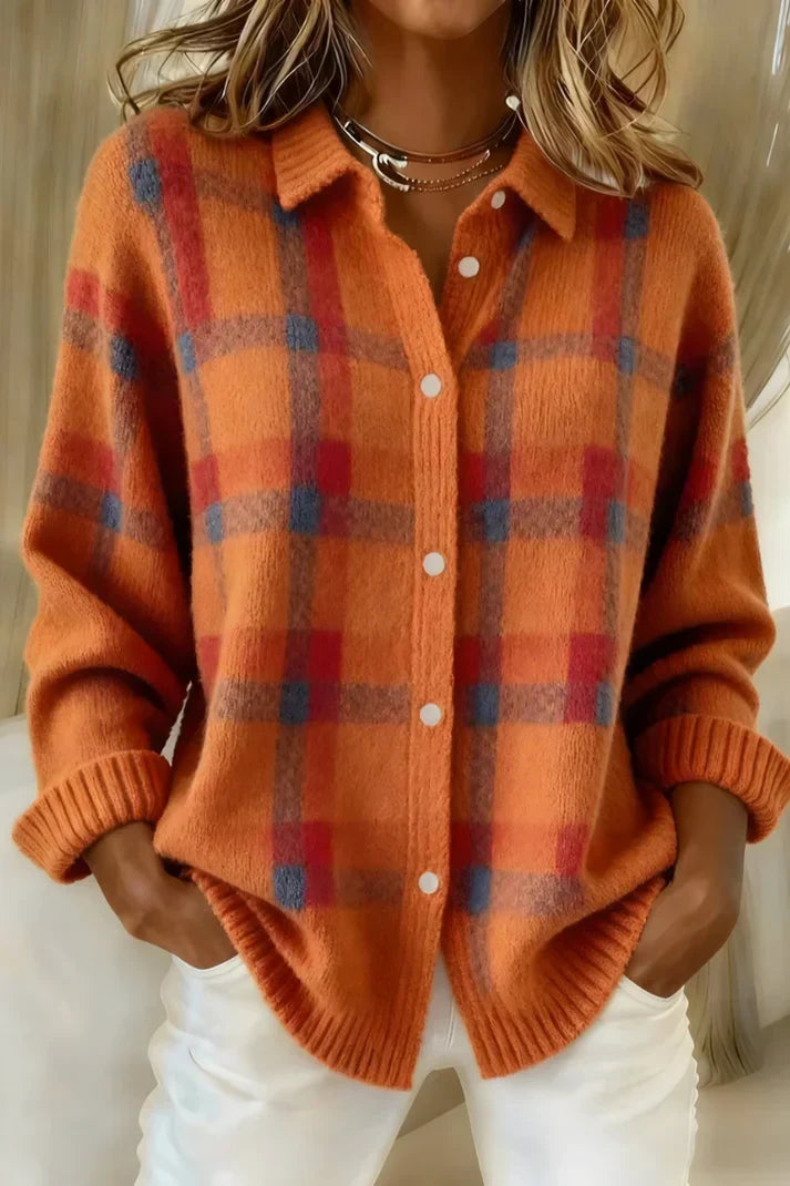 Kamelie | Eleganter &amp; Gemütlicher Karierter Cardigan