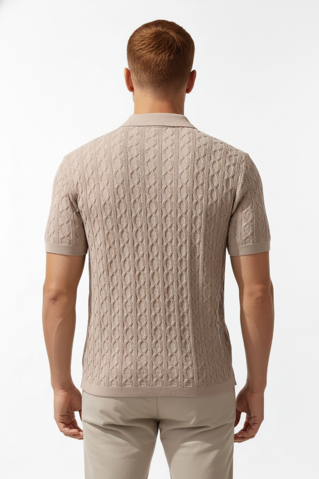 Polohemd Herren - Stricktexturiertes lässiges Polo mit kurzen Ärmeln