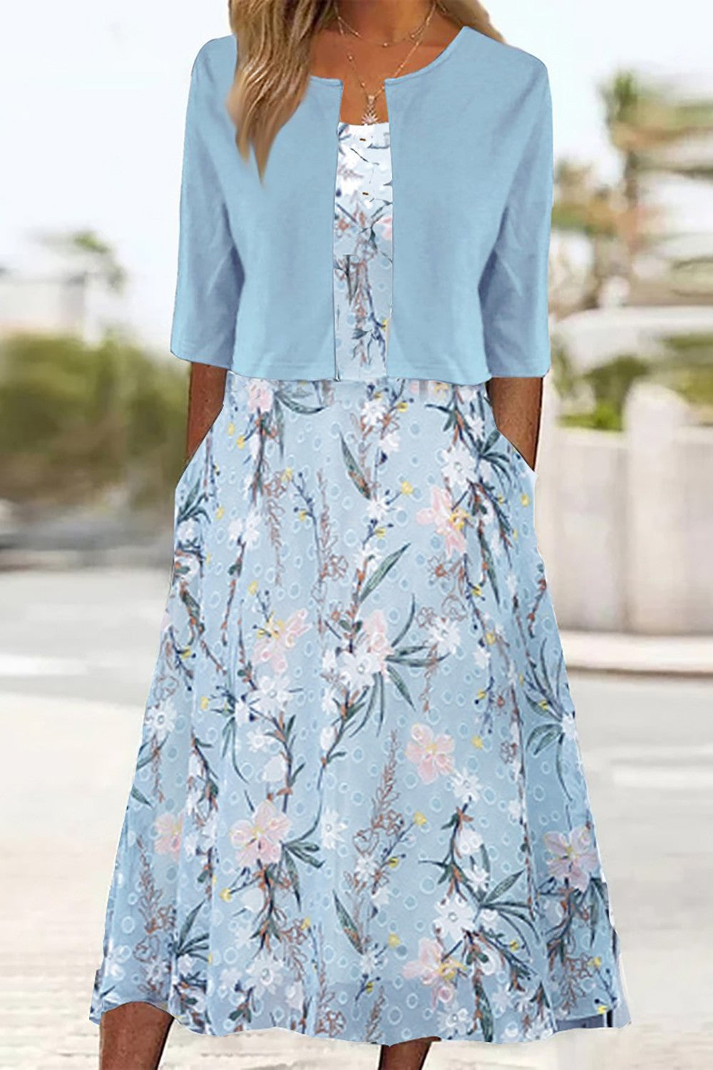 Elise - Robe midi deux-pièces à motif floral pour femme
