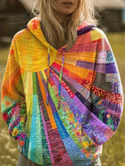 Alyssa | Sweat à capuche patchwork multicolore bohème